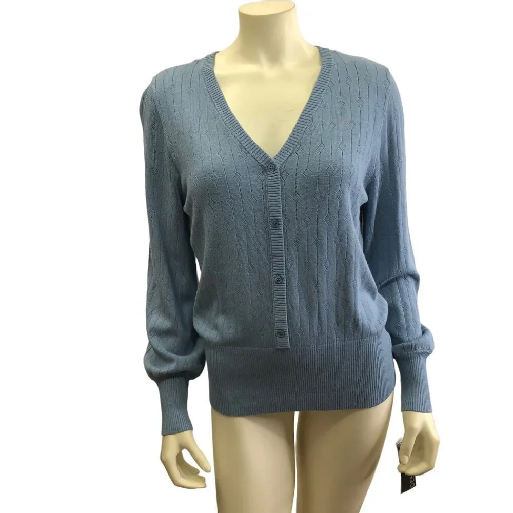 DESIGN 365 WOMEN'S BUTTON FRONT HENLEY PULLOVER SWEATER SIZE L NEW‎ WITH TAG